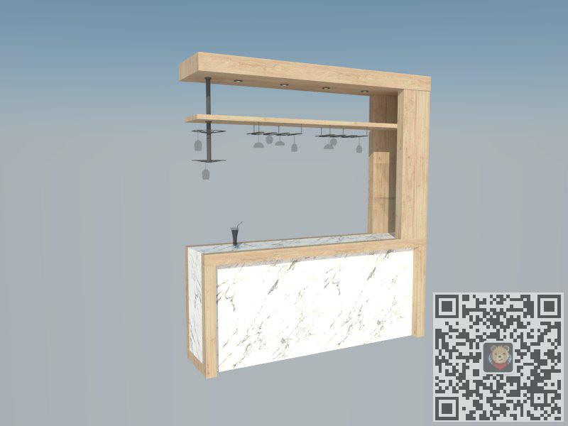 吧台酒柜家具SU模型 1
