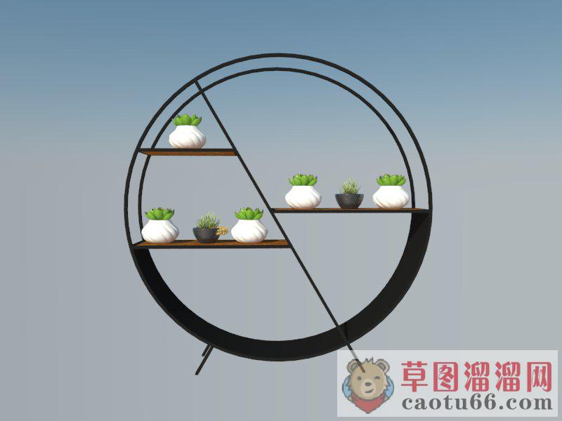 圆形植物架置物架SU模型 1