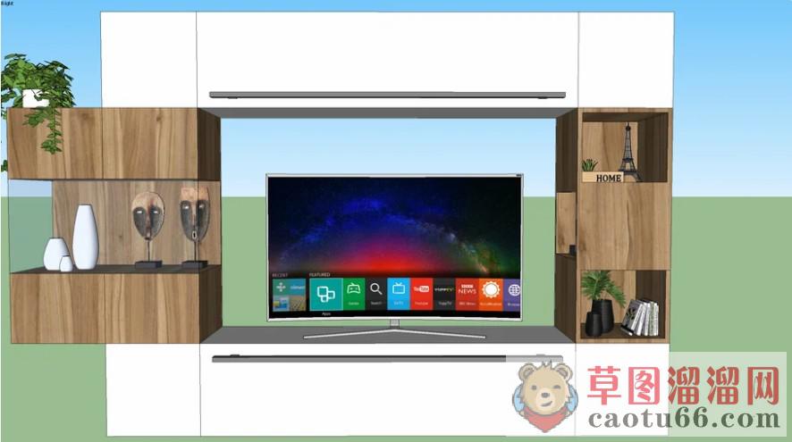 电视柜工艺品电视机SU模型 1