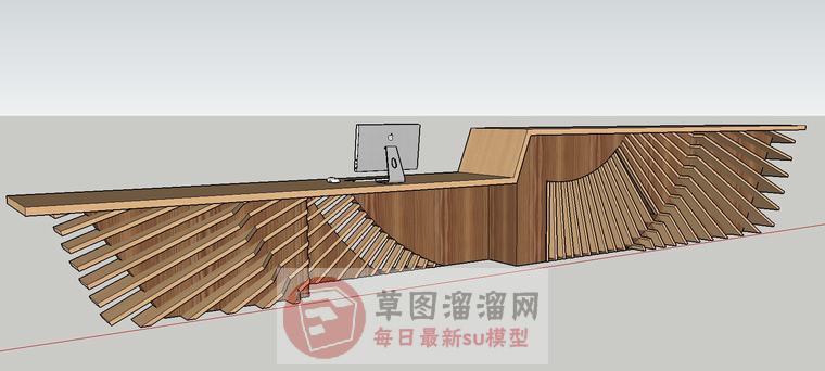 木质前台接待柜SU模型