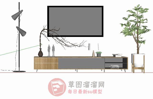 电视柜人物工艺品花瓶SU模型 1