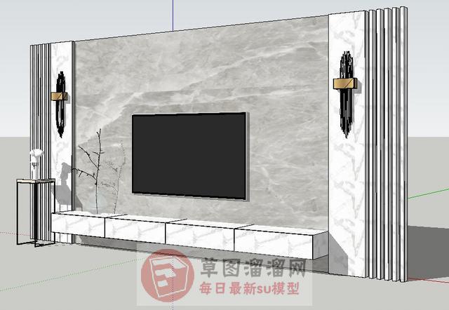 电视墙电视柜SU模型 1