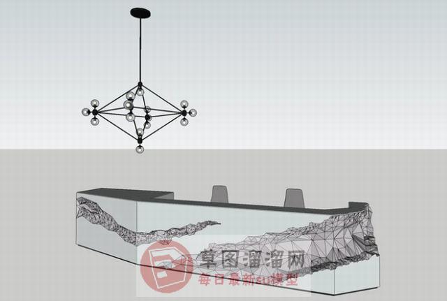 前台柜接待台SU模型 1