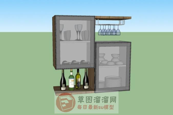 吊柜酒柜酒瓶SU模型 1