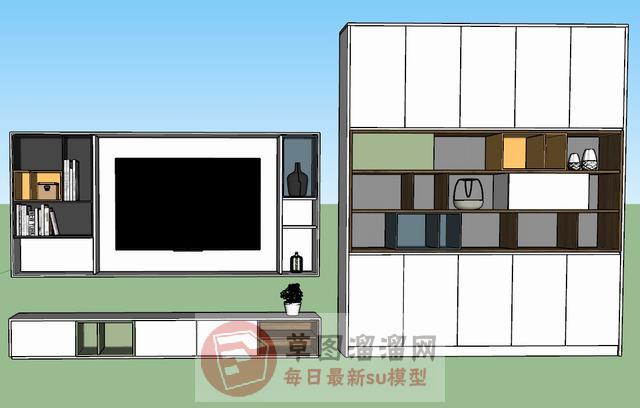 电视柜隔断柜装饰柜SU模型 1