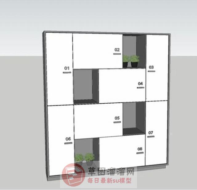 收纳柜柜子置物柜SU模型 1