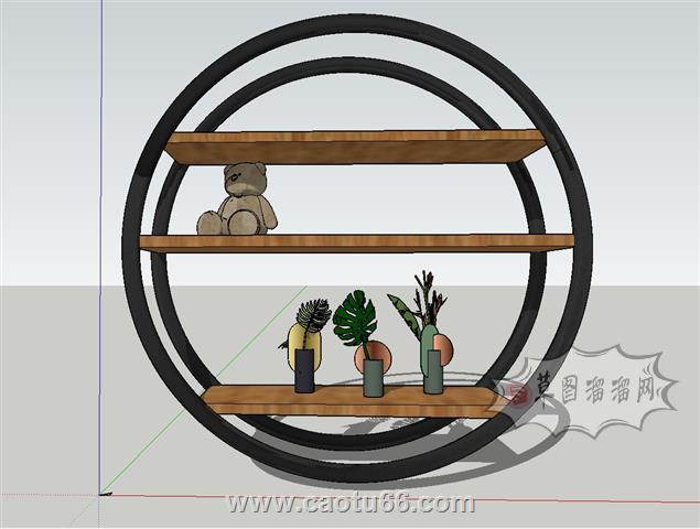 圆形书架置物架SU模型 1