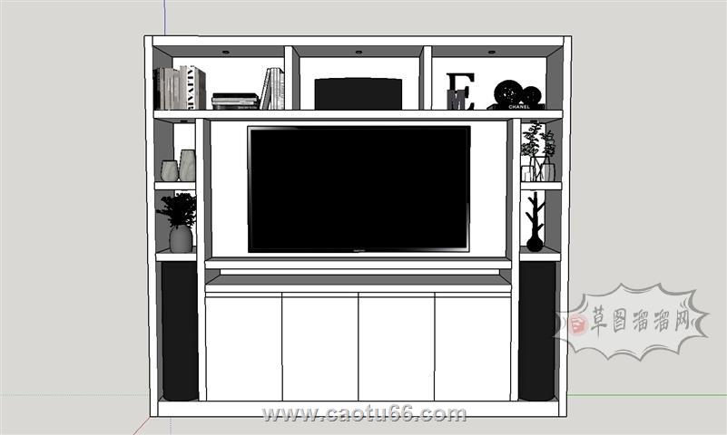 电视柜工艺品书本SU模型 1