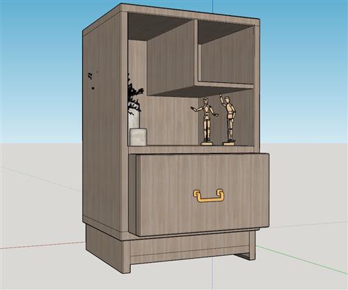 中式边桌柜人偶SU模型 1