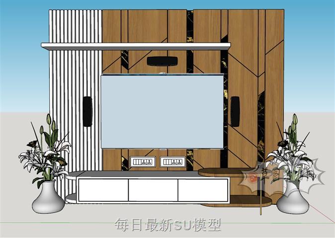 电视柜花瓶电视机SU模型 1