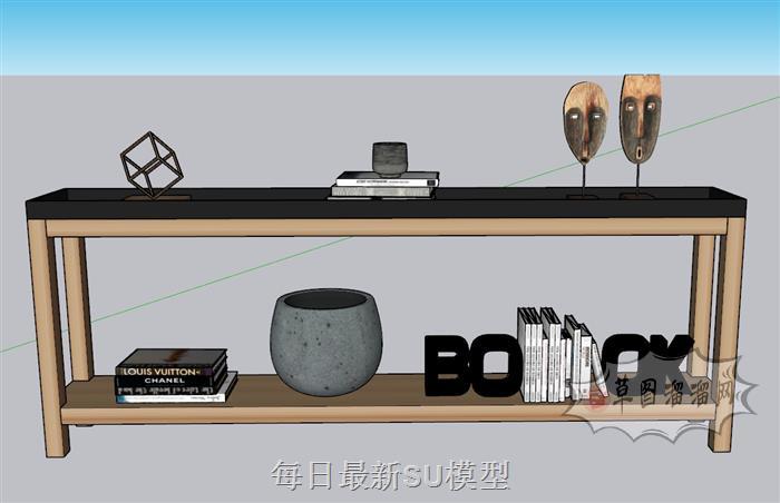 装饰柜边桌柜装饰品SU模型 1