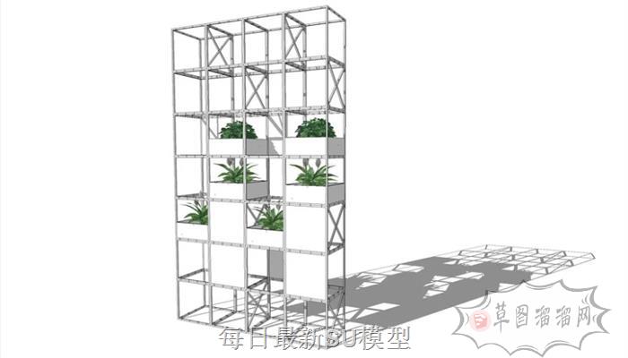 室内装饰架植物架SU模型 1