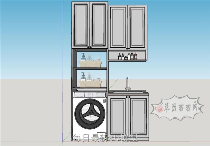 洗衣柜阳台洗衣SU模型 1