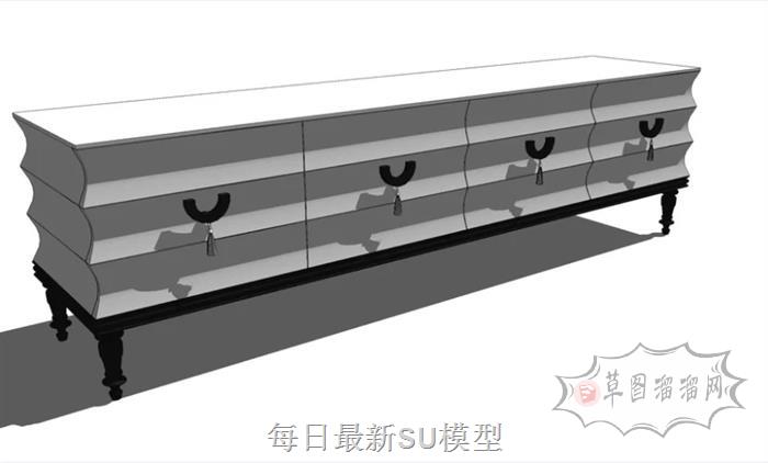 电视柜矮柜柜子SU模型 1