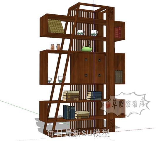 博古架古玩柜古玩架SU模型 1