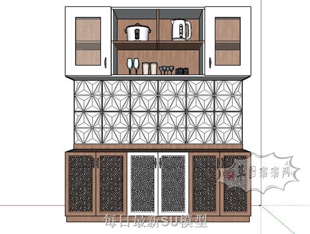 工作台装饰柜咖啡柜SU模型 1