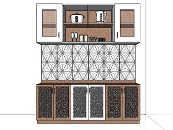 工作台装饰柜咖啡柜SU模型