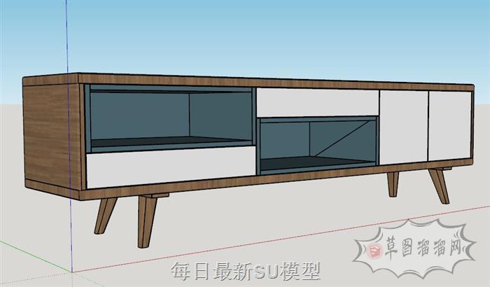 电视柜矮柜边桌柜SU模型 1