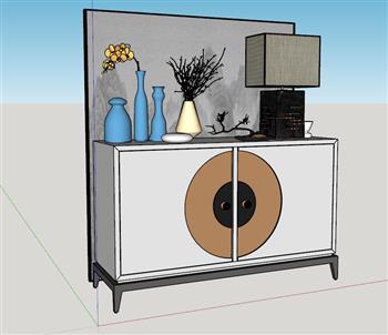 玄关柜装饰柜SU模型 免费sketchup模型下载