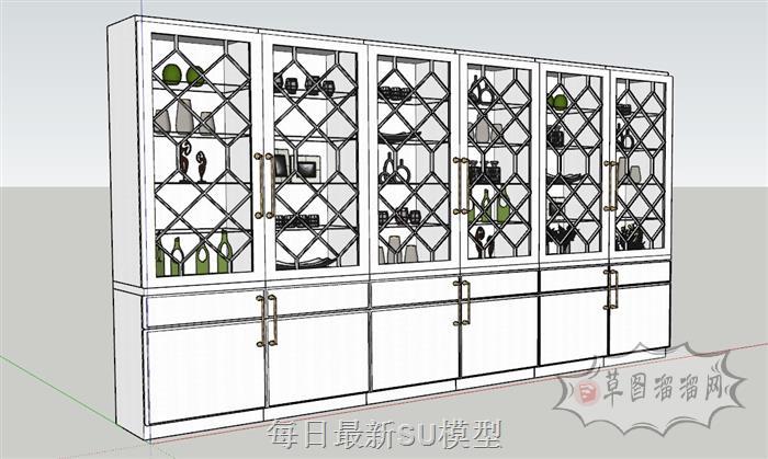 酒柜组合柜SU模型 2