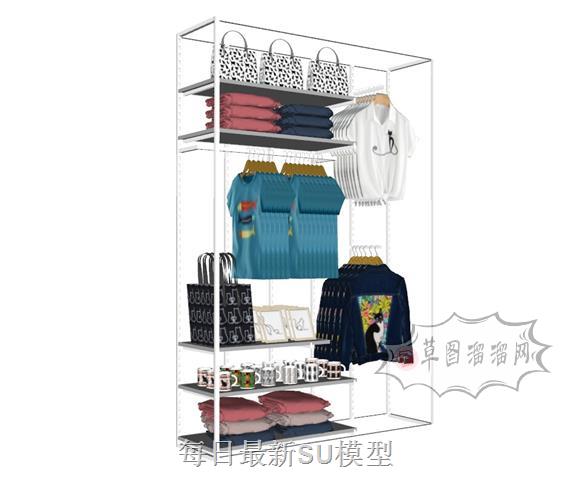 服装店衣架展示架SU模型 1