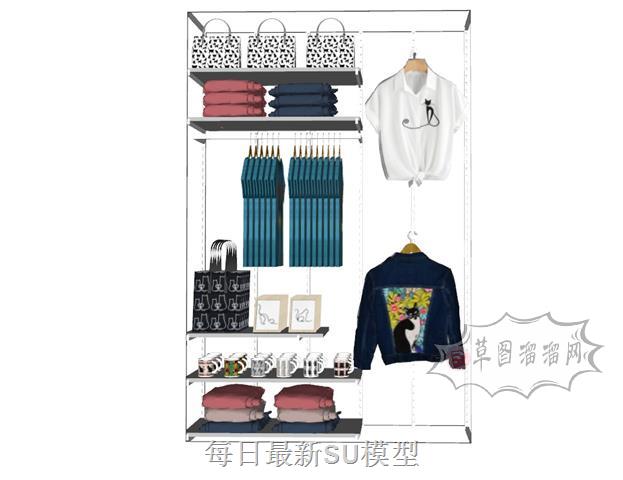 服装店衣架展示架SU模型 2