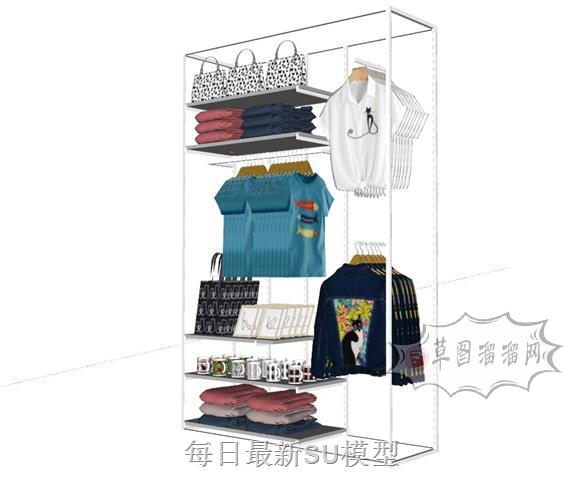 服装店衣架展示架SU模型 3