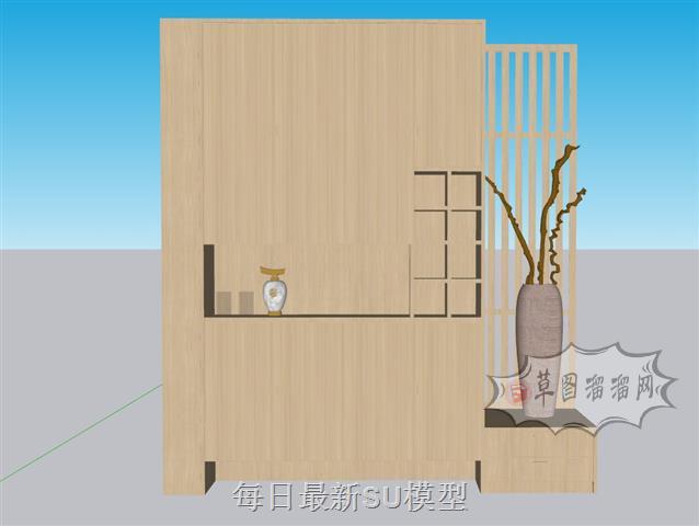 日式隔断柜装饰柜SU模型 2