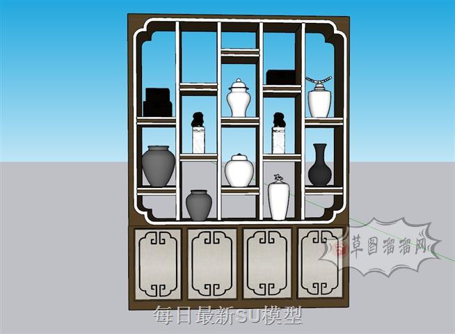 置物柜隔断柜博古柜SU模型 1