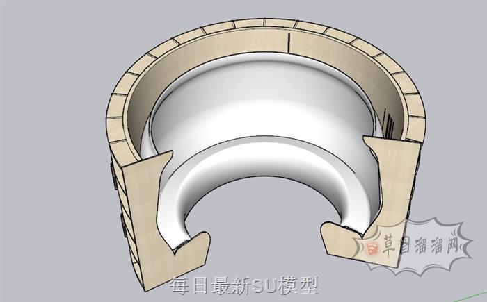 圆弧形书架卡座SU模型 2