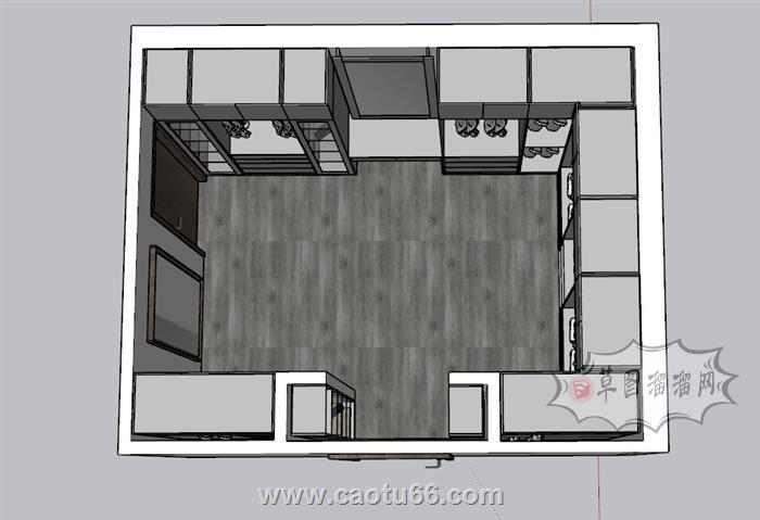 衣帽间衣柜SU模型 1
