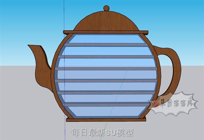 茶壶造型书架SU模型 1