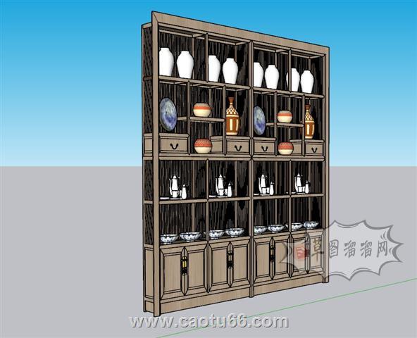 置物柜茶叶柜古董柜SU模型 1