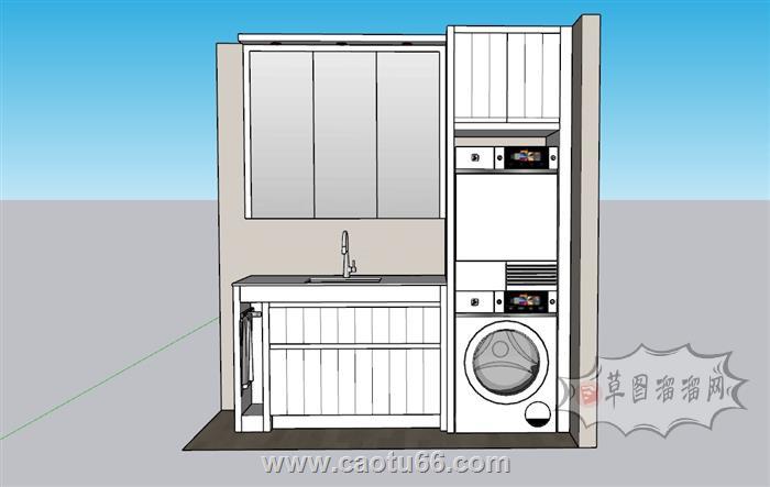 洗衣柜洗衣机SU模型 1