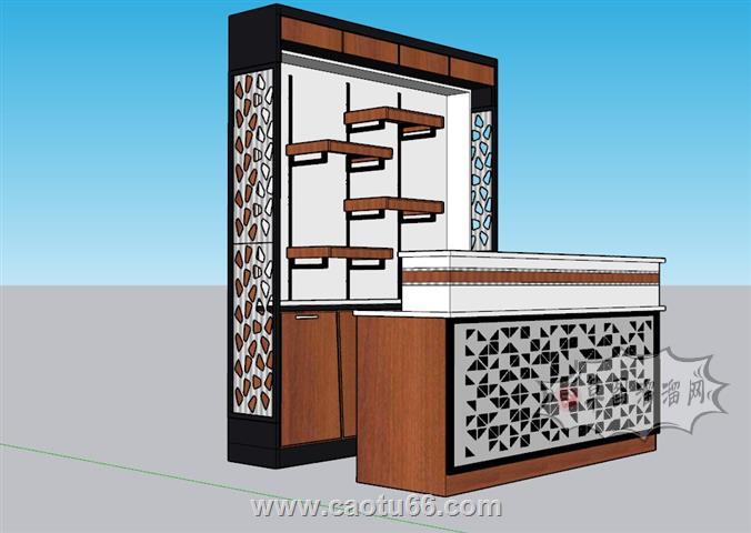 吧台酒柜SU模型 1