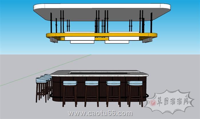 酒吧吧台SU模型 1