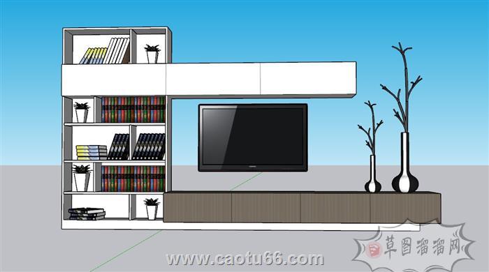 电视柜电视墙SU模型 1