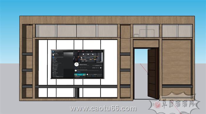 电视墙电视柜SU模型 1