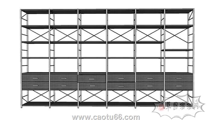 书架放书书柜SU模型
