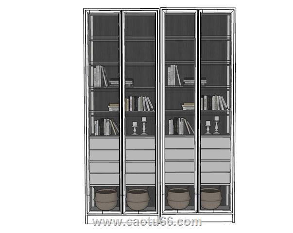 书柜置物柜SU模型 1