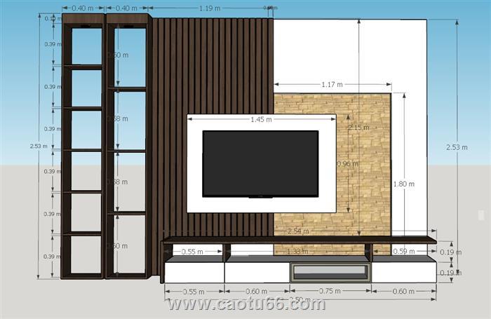 电视墙电视柜SU模型