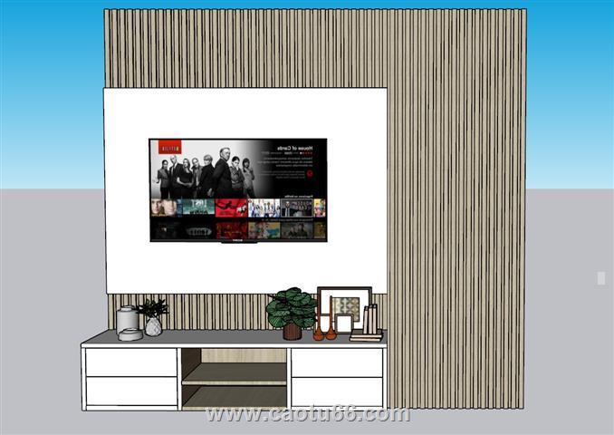 电视柜电视墙SU模型 1