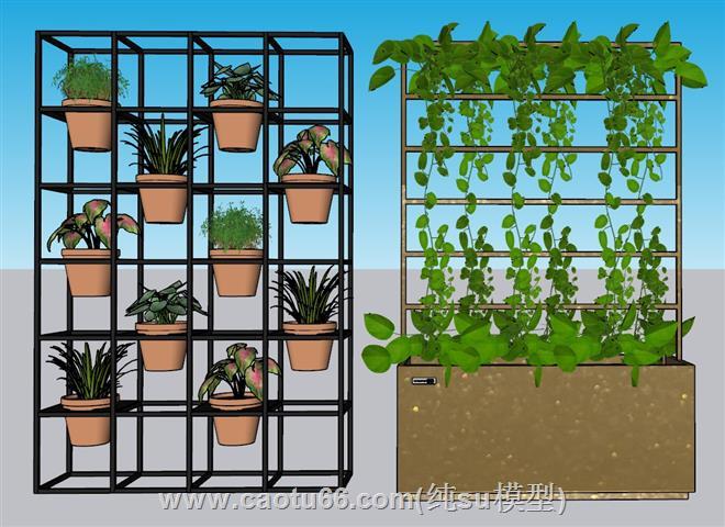 花架植物花盆SU模型 1