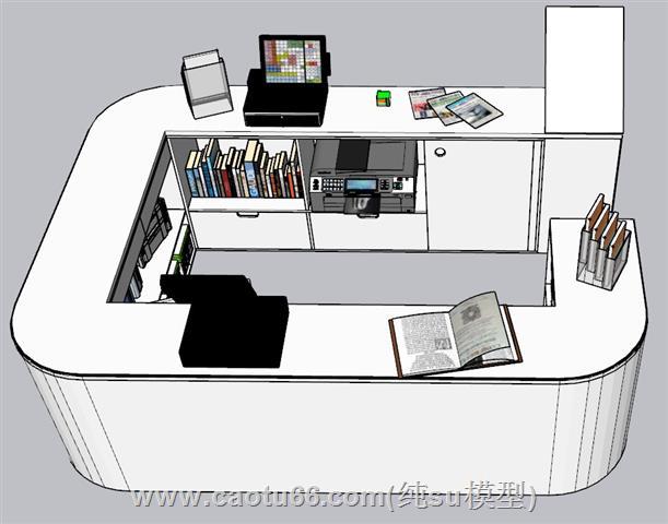 公司接待台前台柜SU模型 1