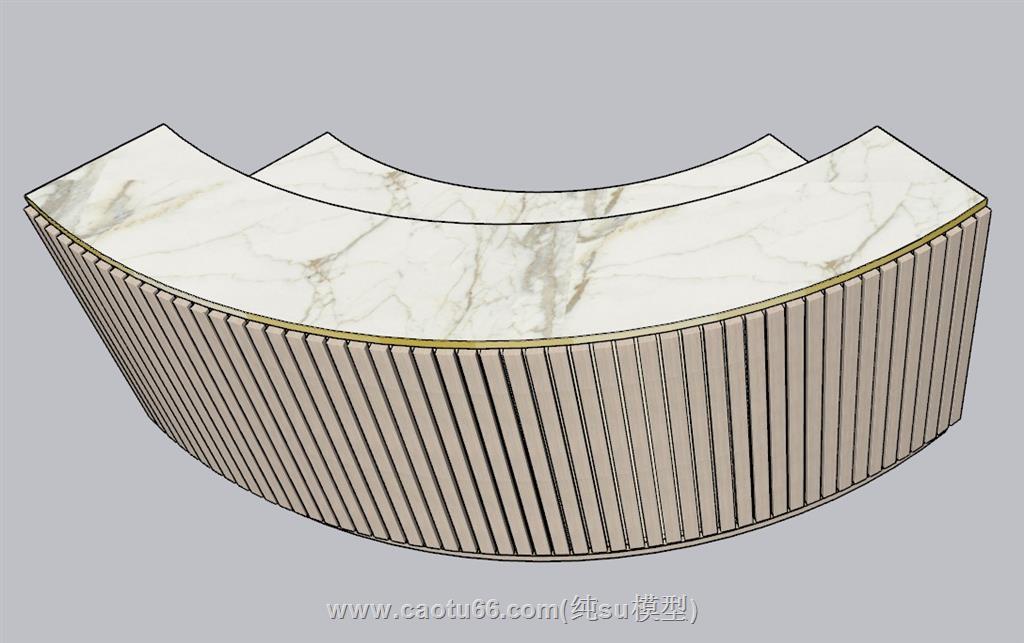 弧形前台柜接待台SU模型