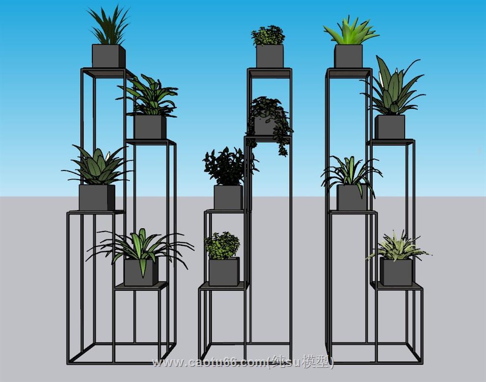 花架花盆架花盆SU模型 1