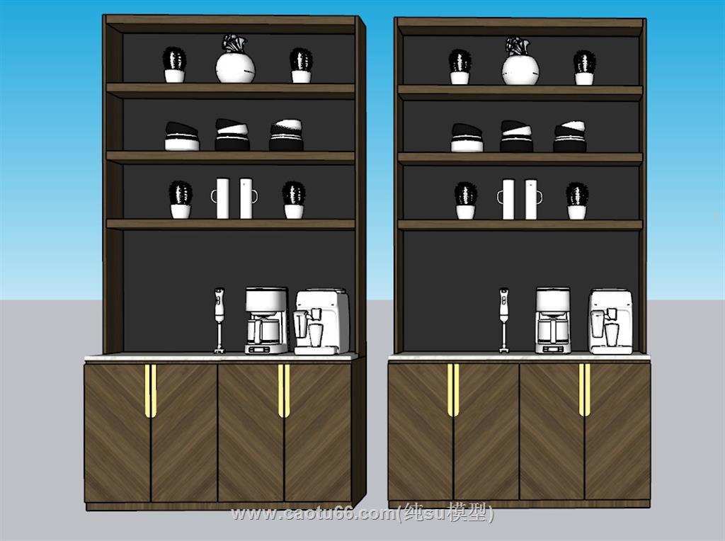 办公室茶水柜操作台SU模型 1