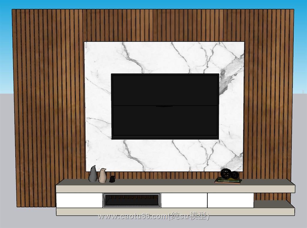 电视柜电视墙SU模型 1