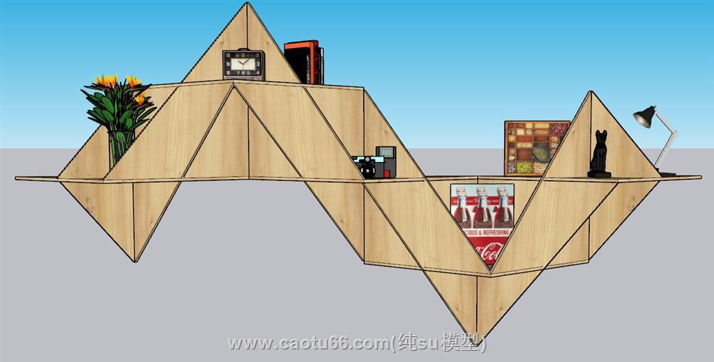 墙架置物架木架SU模型 1