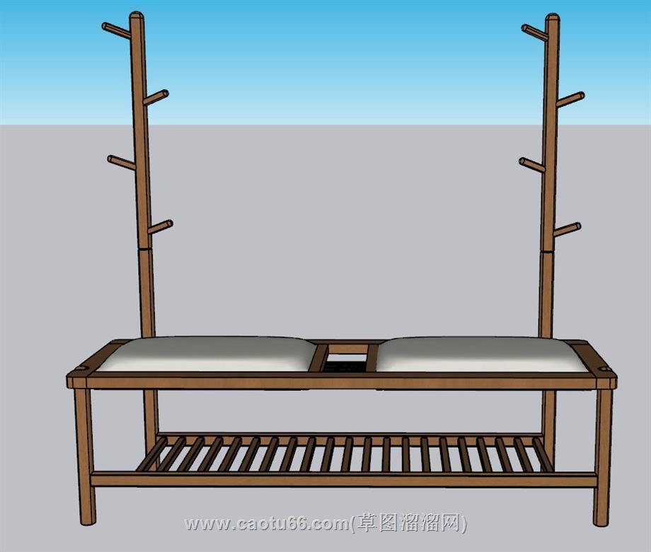 换鞋凳衣架SU模型 1